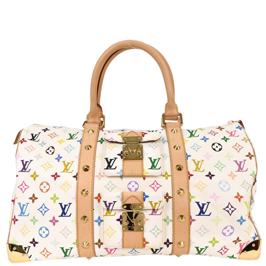 Louis Vuitton White Monogram Multicolor Keepall 45 Handbag M92641