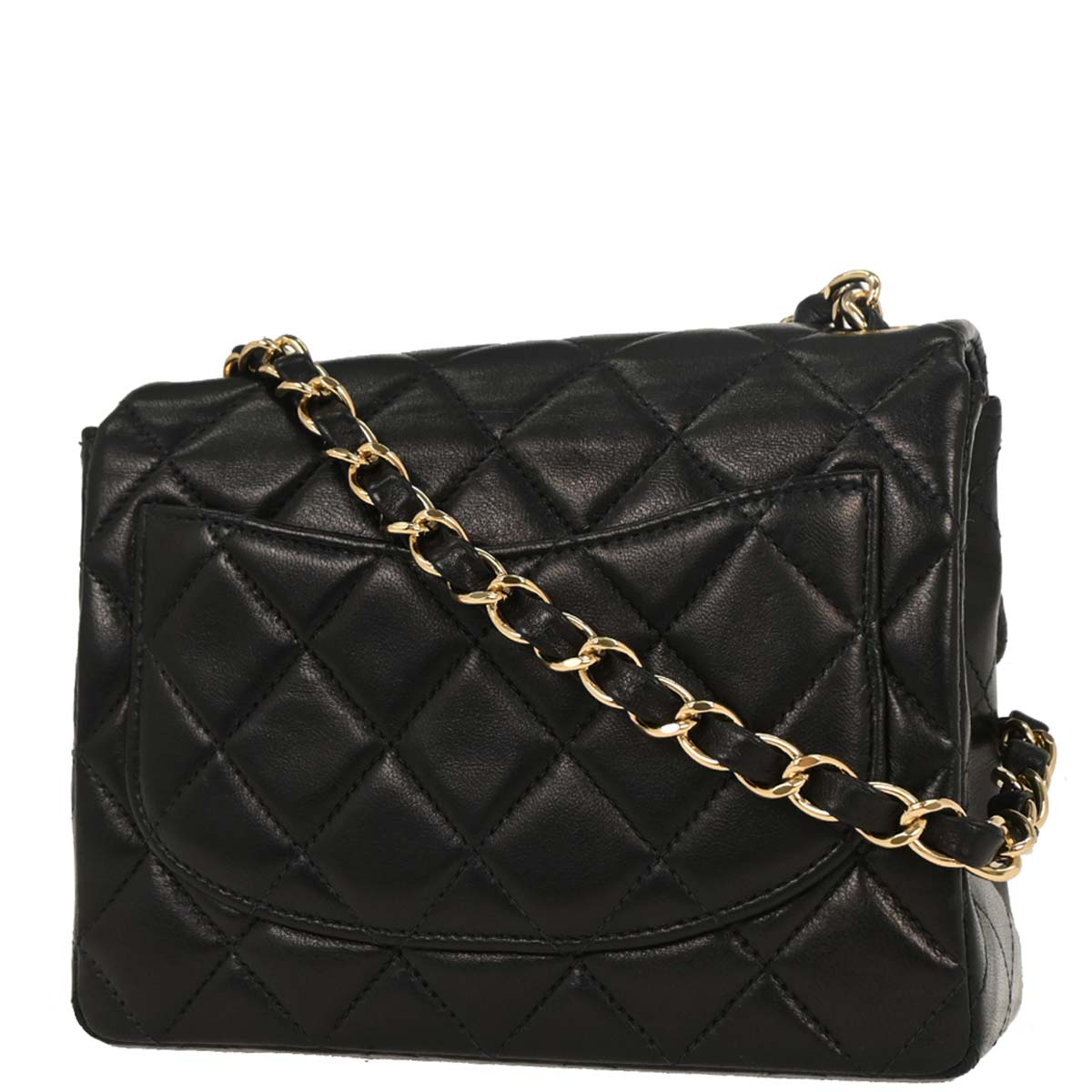 Chanel 2003-2004 Black Lambskin Mini Classic Square Flap Shoulder Bag