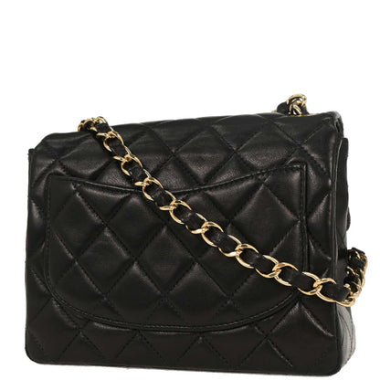 Chanel 2003-2004 Black Lambskin Mini Classic Square Flap Shoulder Bag