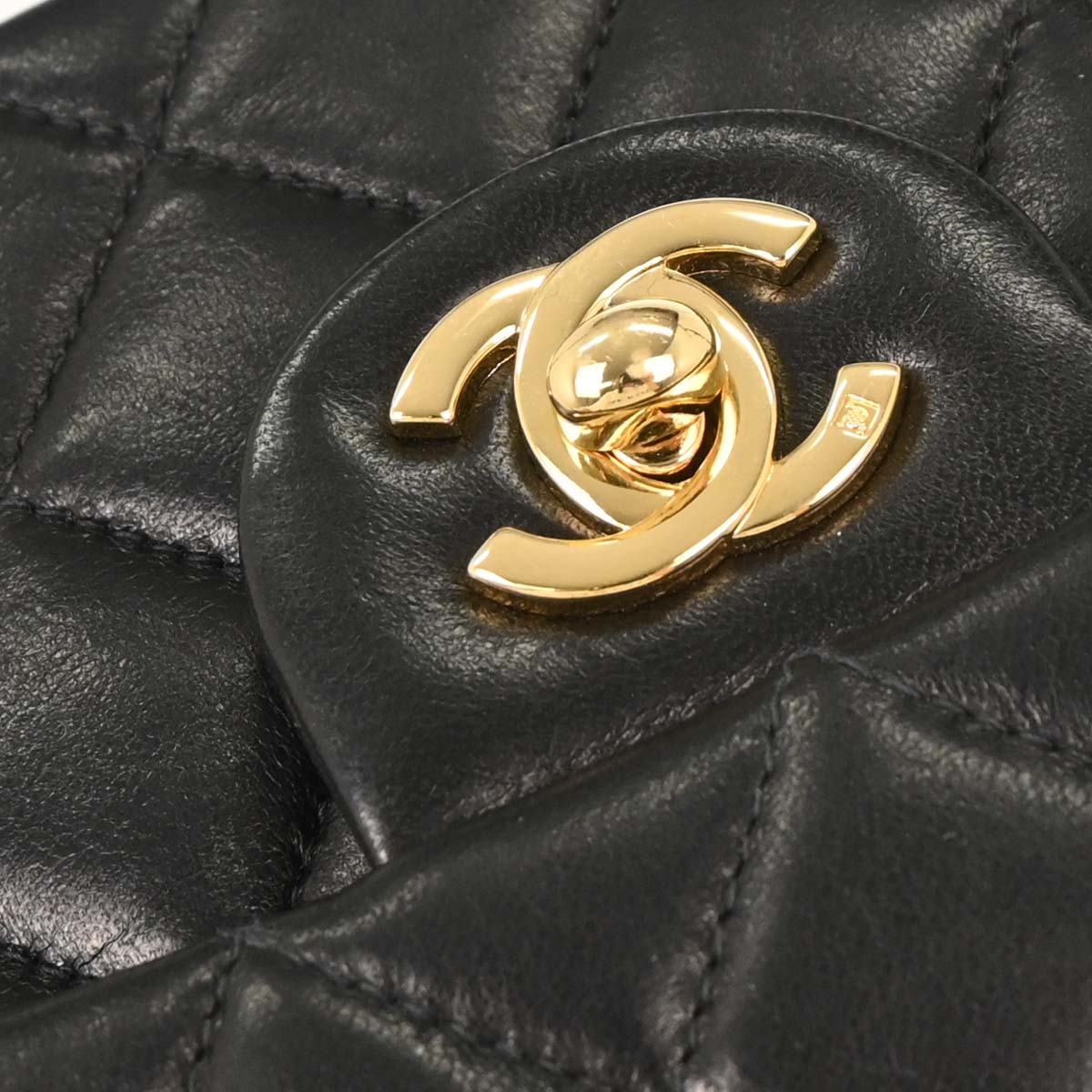 Chanel 2003-2004 Black Lambskin Mini Classic Square Flap Shoulder Bag
