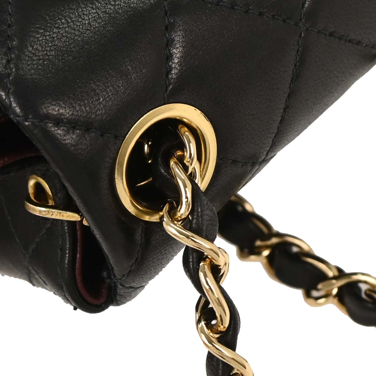 Chanel 2003-2004 Black Lambskin Mini Classic Square Flap Shoulder Bag