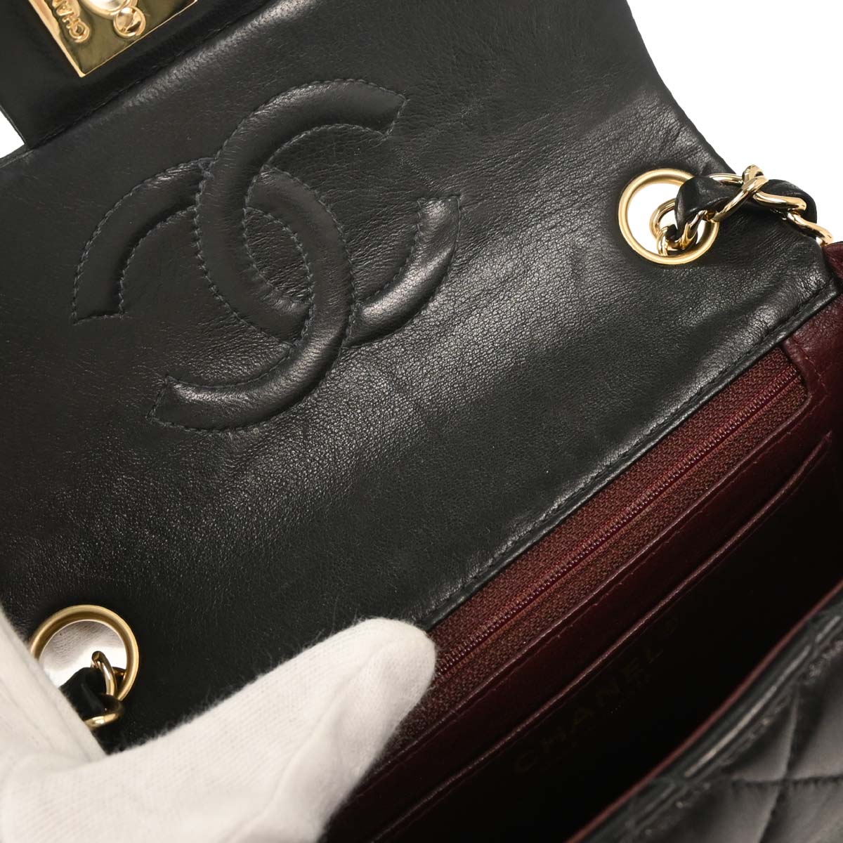 Chanel 2003-2004 Black Lambskin Mini Classic Square Flap Shoulder Bag