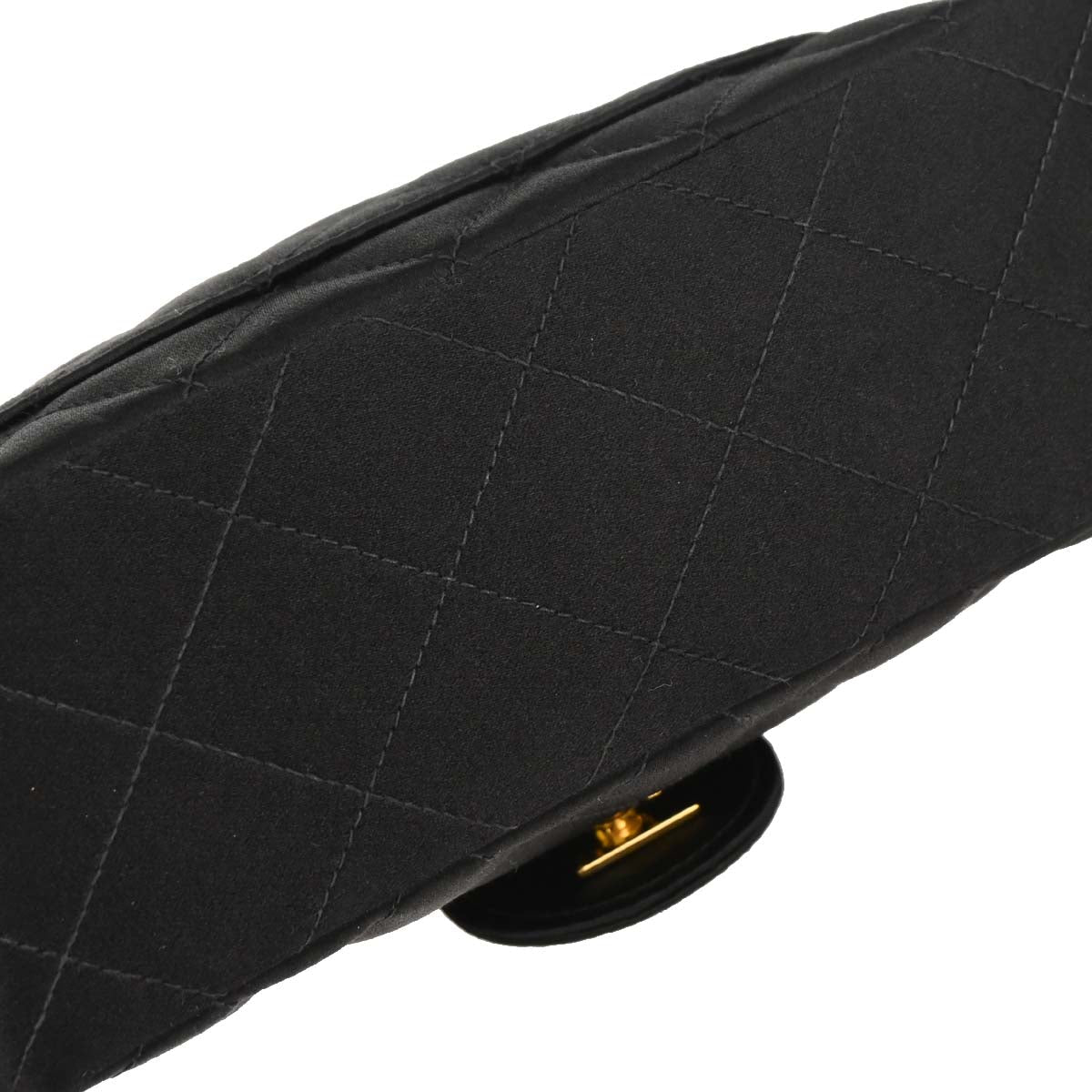 Chanel Black Satin Mini Classic Square Flap Shoulder Bag