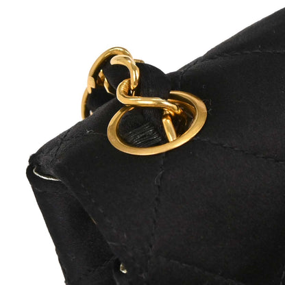 Chanel Black Satin Mini Classic Square Flap Shoulder Bag