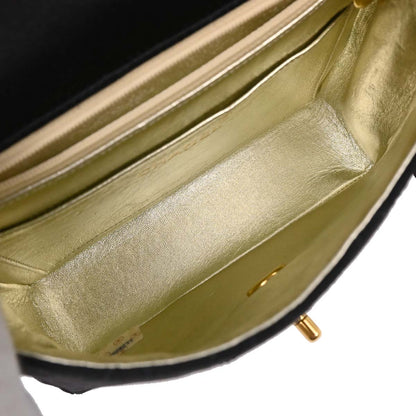 Chanel Black Satin Mini Classic Square Flap Shoulder Bag