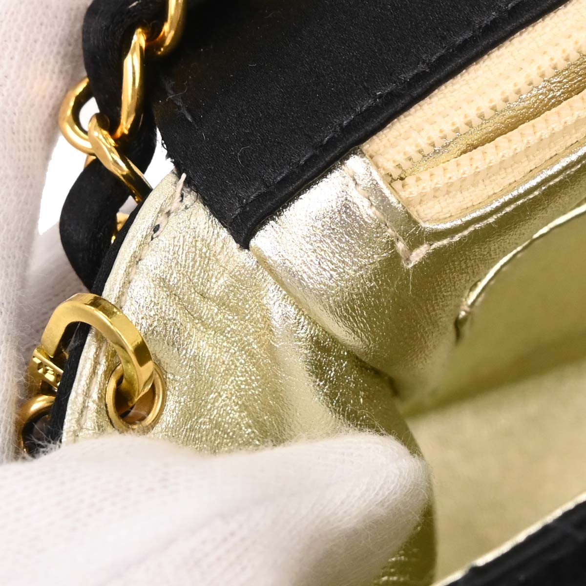 Chanel Black Satin Mini Classic Square Flap Shoulder Bag