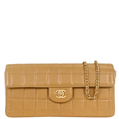 Chanel Beige Lambskin East West Choco Bar Shoulder Bag