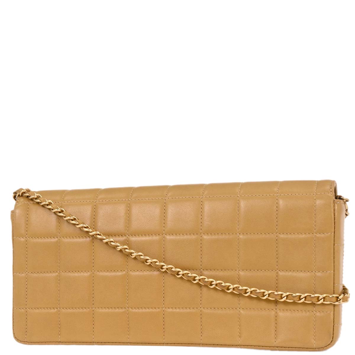 Chanel Beige Lambskin East West Choco Bar Shoulder Bag
