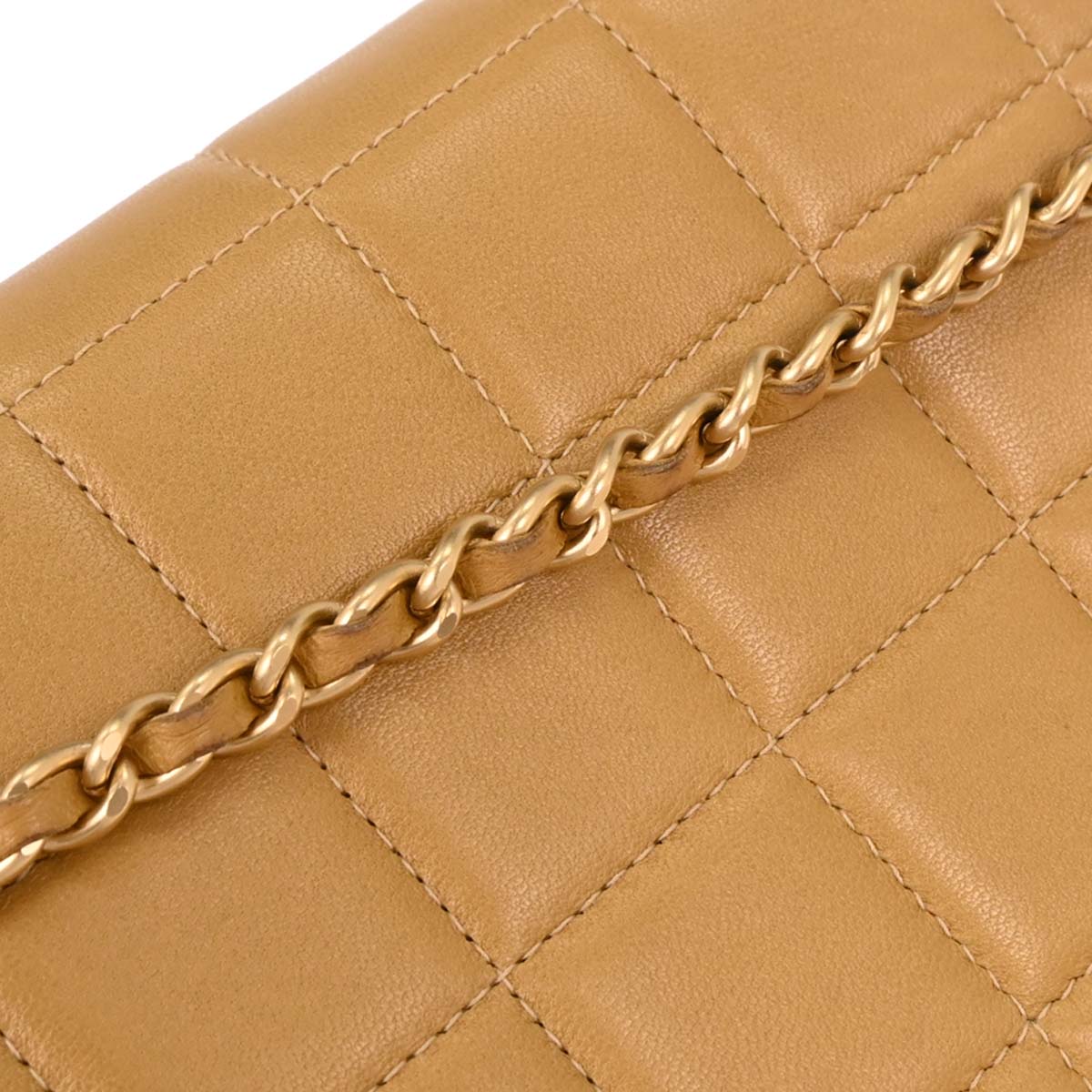 Chanel Beige Lambskin East West Choco Bar Shoulder Bag