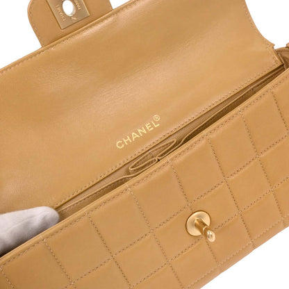 Chanel Beige Lambskin East West Choco Bar Shoulder Bag