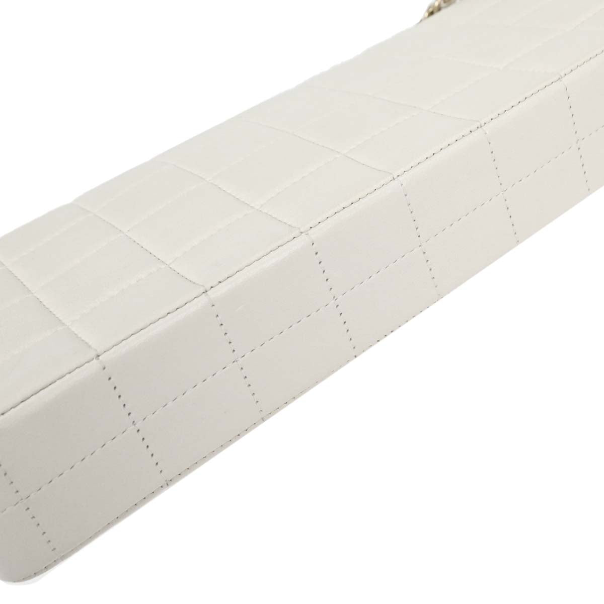 Chanel 2002-2003 White Lambskin East West Choco Bar Shoulder Bag