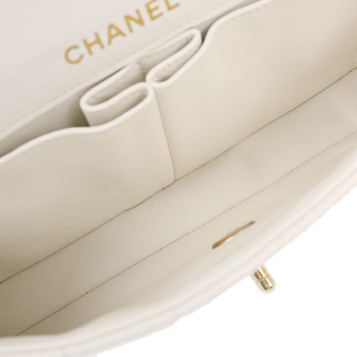 Chanel 2002-2003 White Lambskin East West Choco Bar Shoulder Bag