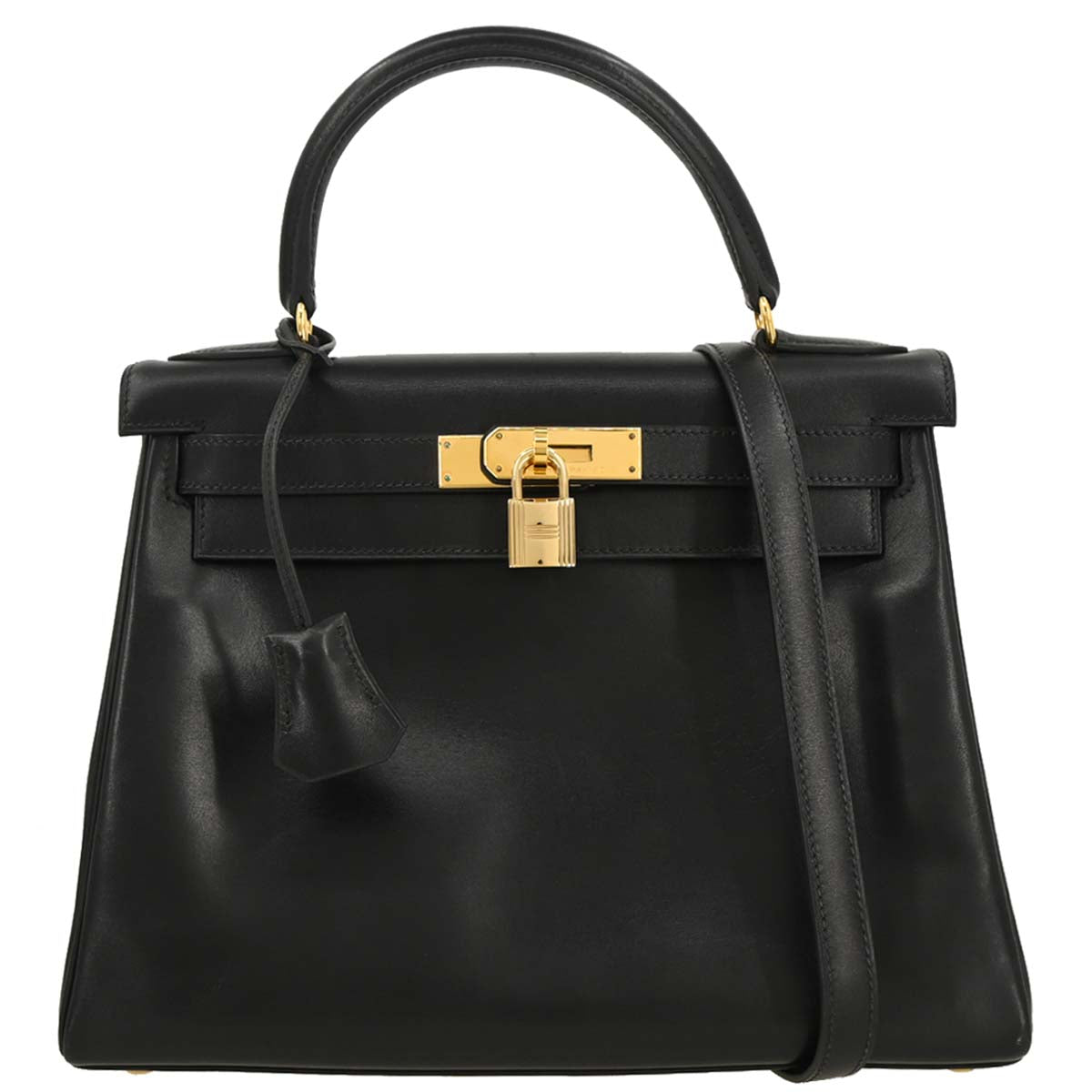 Hermes Black Box Calf Kelly 28 Retourne 2way Shoulder Handbag