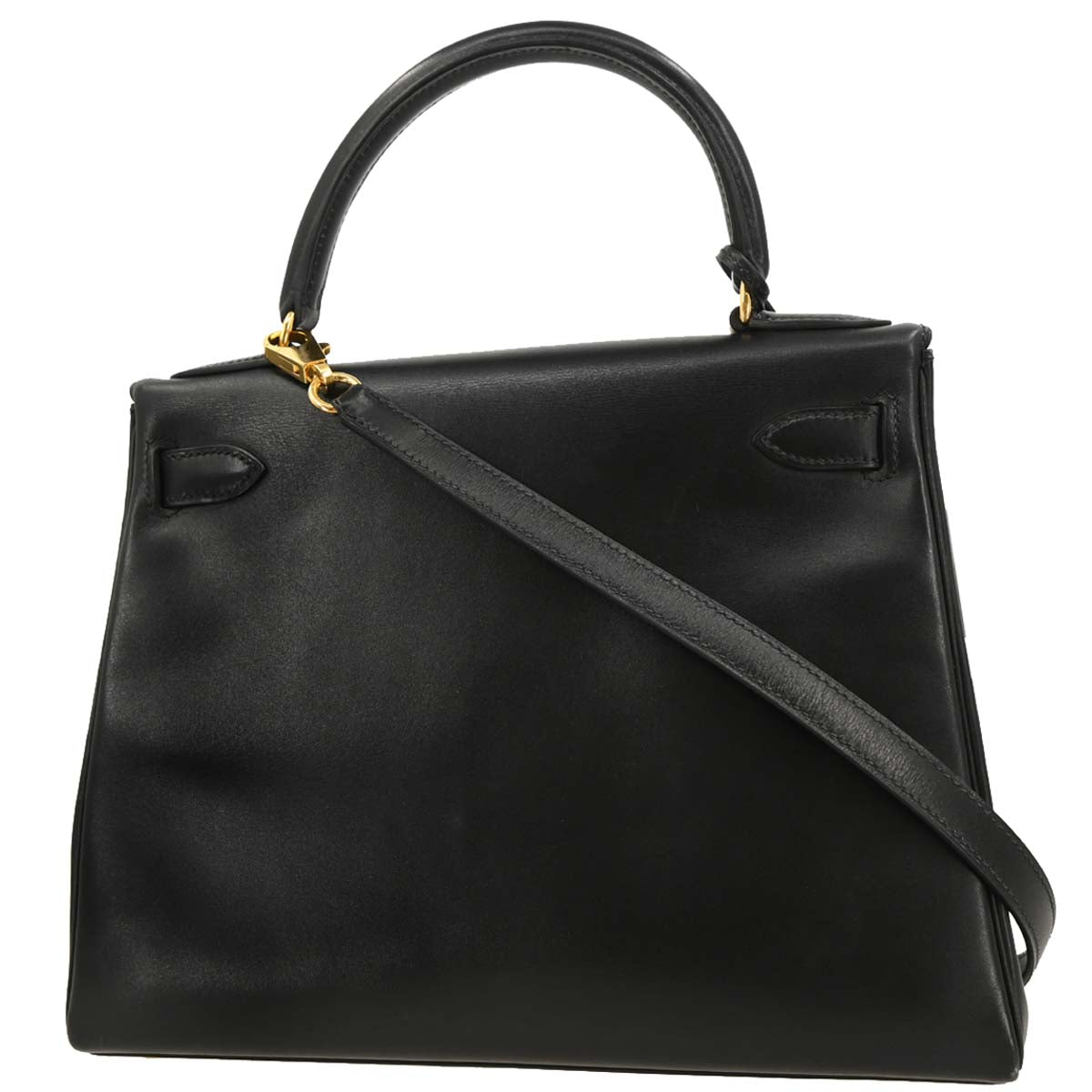 Hermes Black Box Calf Kelly 28 Retourne 2way Shoulder Handbag