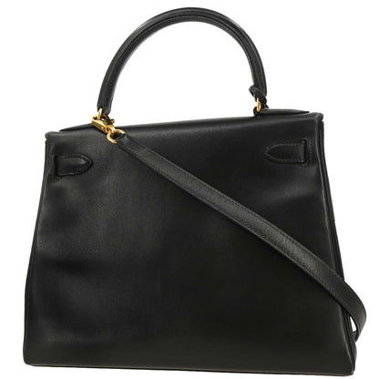 Hermes Black Box Calf Kelly 28 Retourne 2way Shoulder Handbag
