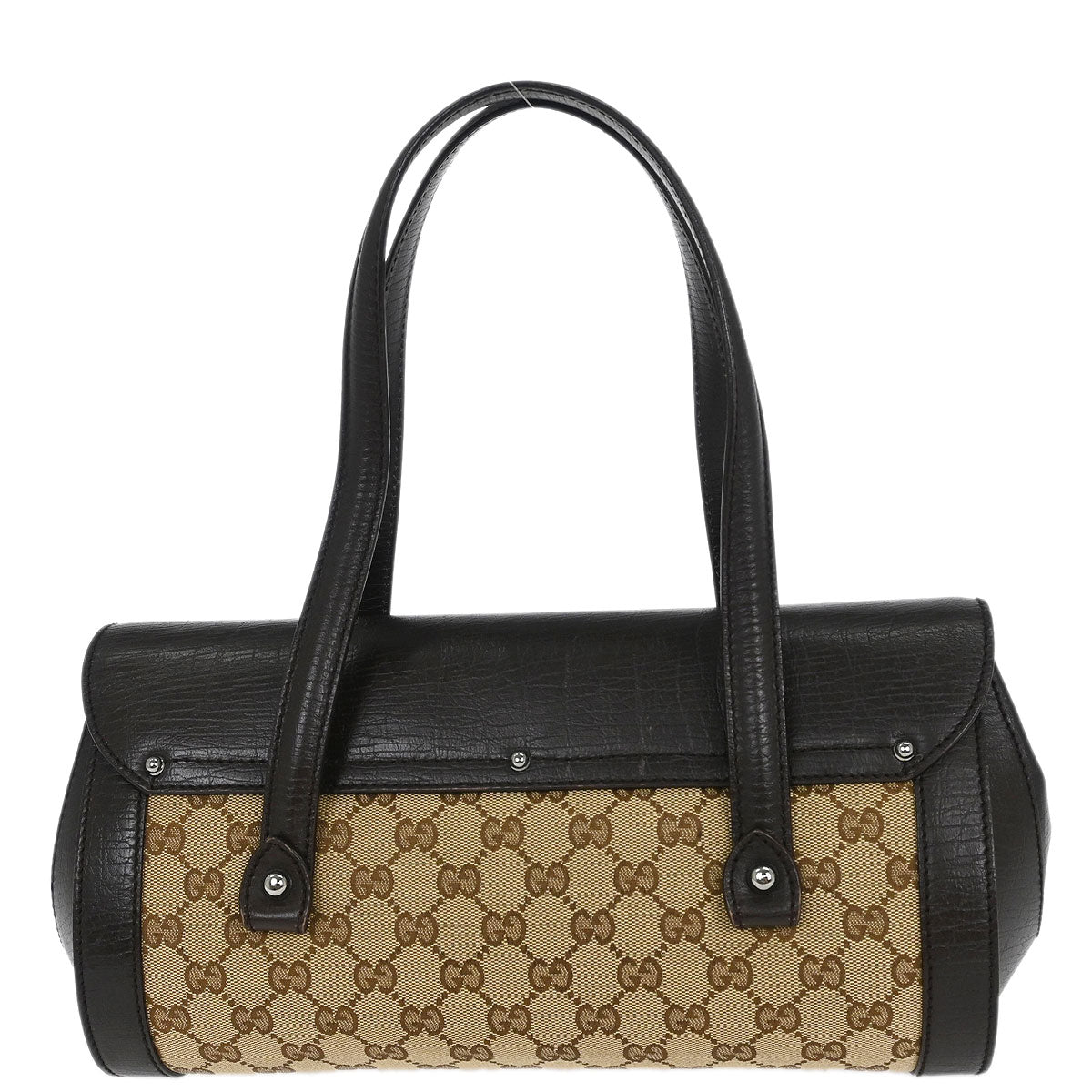 Gucci Beige Black Bamboo GG Handbag