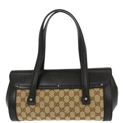 Gucci Beige Black Bamboo GG Handbag
