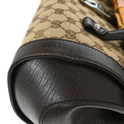 Gucci Beige Black Bamboo GG Handbag