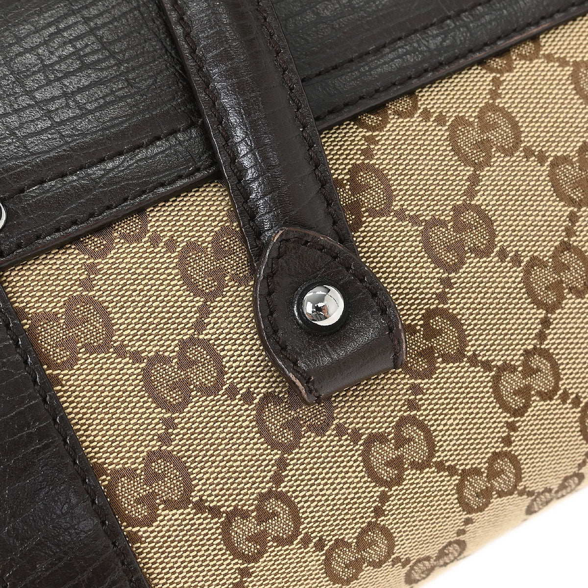 Gucci Beige Black Bamboo GG Handbag