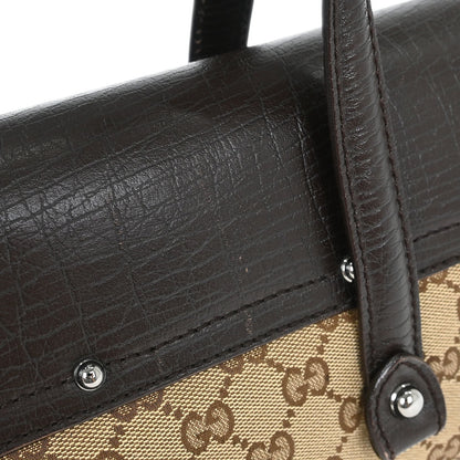 Gucci Beige Black Bamboo GG Handbag