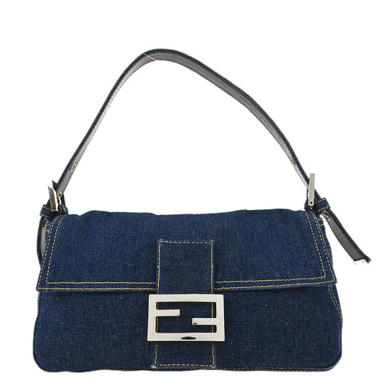 Fendi Indigo Denim Baguette Handbag