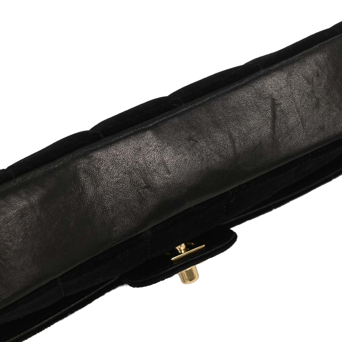 Chanel Black Velvet East West Choco Bar Shoulder Bag