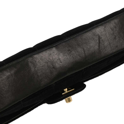 Chanel Black Velvet East West Choco Bar Shoulder Bag