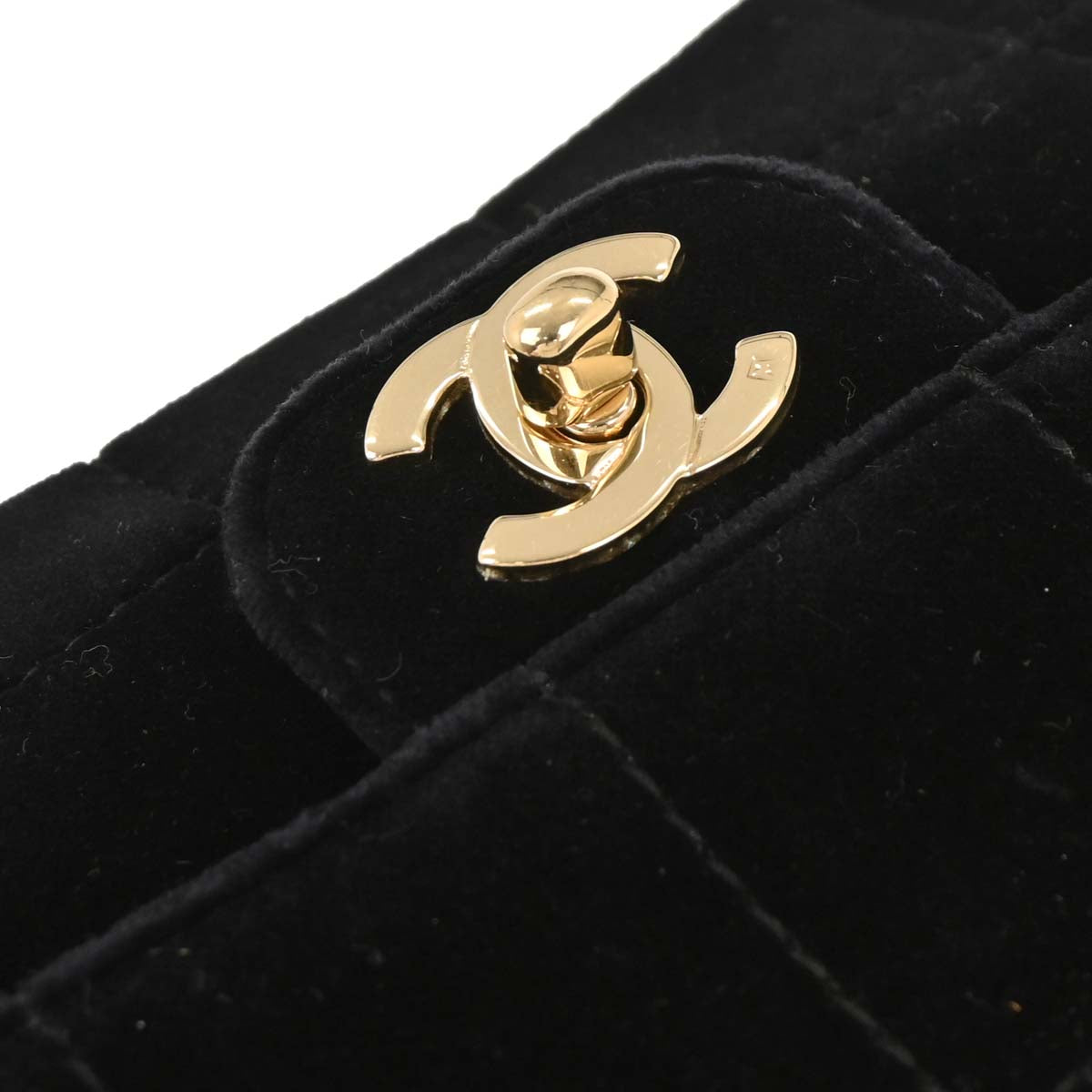 Chanel Black Velvet East West Choco Bar Shoulder Bag