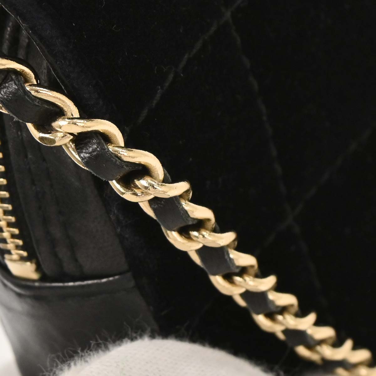 Chanel Black Velvet East West Choco Bar Shoulder Bag