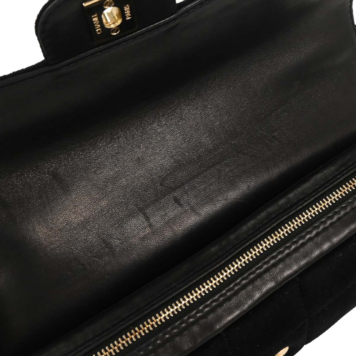 Chanel Black Velvet East West Choco Bar Shoulder Bag