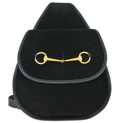 Gucci Black Suede Horsebit Sling Shoulder Bag
