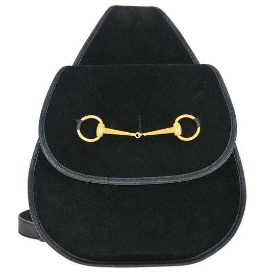 Gucci Black Suede Horsebit Sling Shoulder Bag
