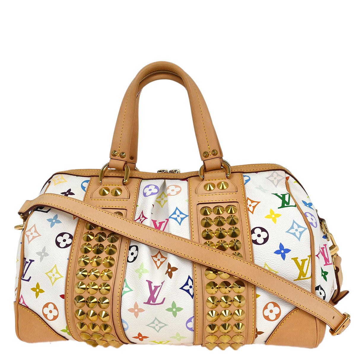 Louis Vuitton White Multicolor Courtney MM 2way Shoulder Handbag M45641