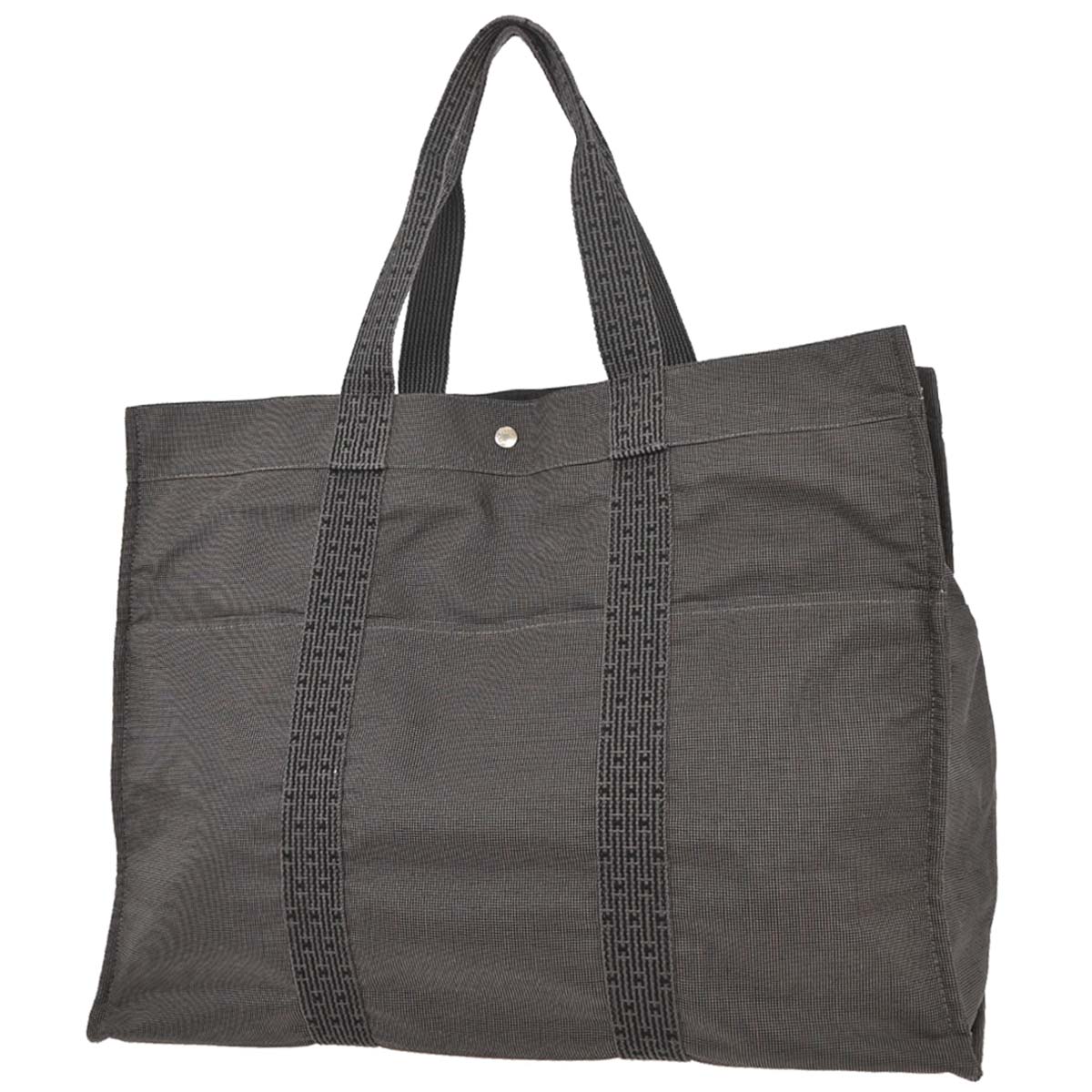 Hermes Gray Canvas Herline Tote TGM Handbag