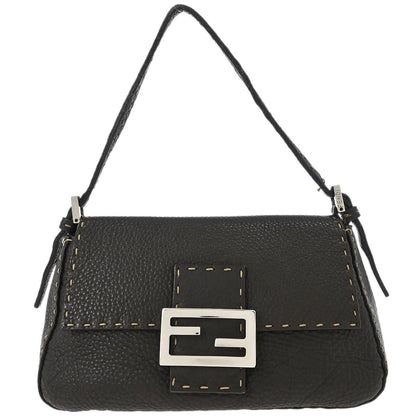 Fendi Dark Brown Leather Stitch Handbag