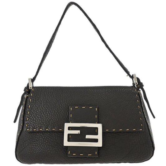 Fendi Dark Brown Leather Stitch Handbag