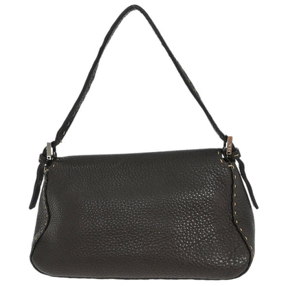 Fendi Dark Brown Leather Stitch Handbag