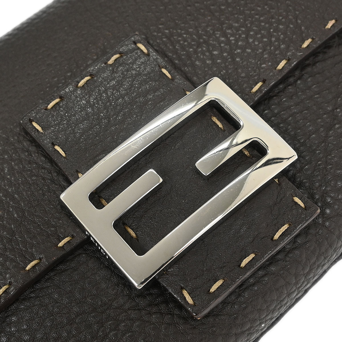Fendi Dark Brown Leather Stitch Handbag