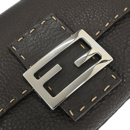 Fendi Dark Brown Leather Stitch Handbag