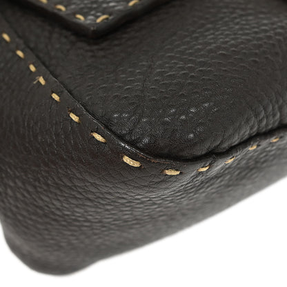Fendi Dark Brown Leather Stitch Handbag