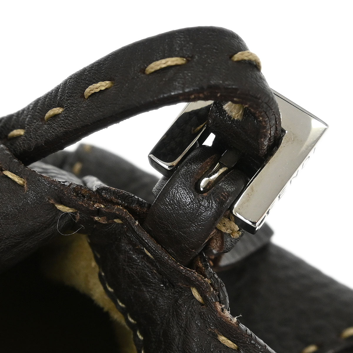 Fendi Dark Brown Leather Stitch Handbag