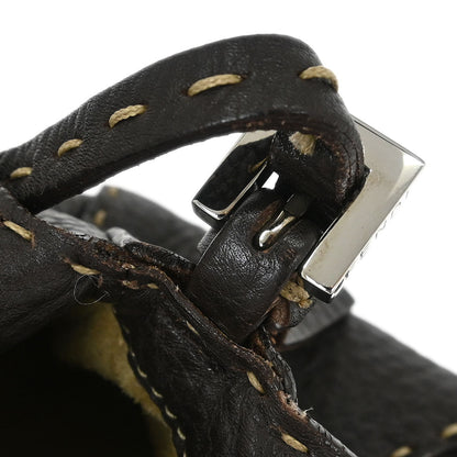 Fendi Dark Brown Leather Stitch Handbag