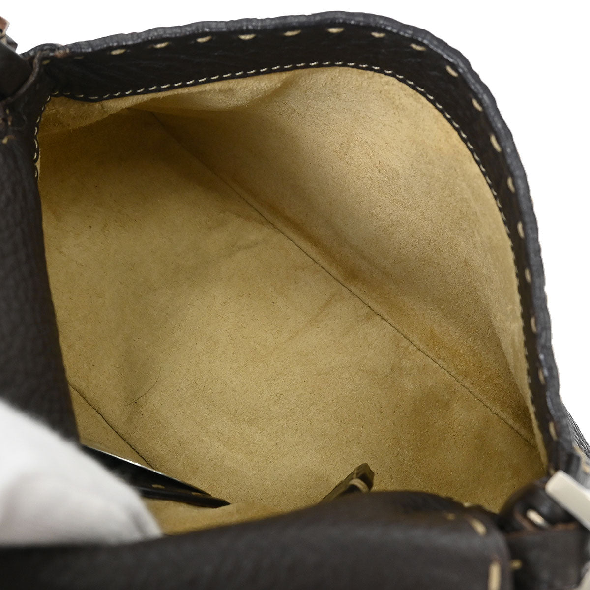 Fendi Dark Brown Leather Stitch Handbag