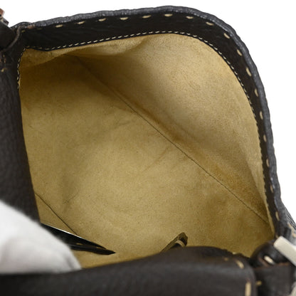 Fendi Dark Brown Leather Stitch Handbag