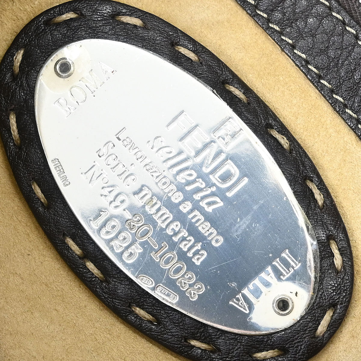 Fendi Dark Brown Leather Stitch Handbag