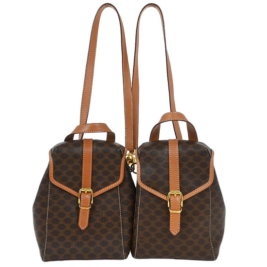 Celine Brown PVC Macadam Twin Backpack