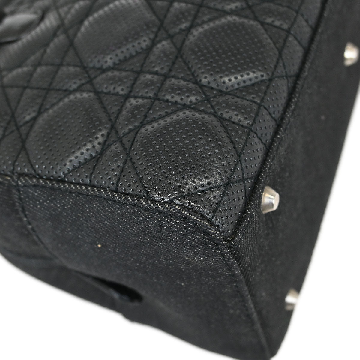 Christian Dior Black Perforated Lambskin Handbag