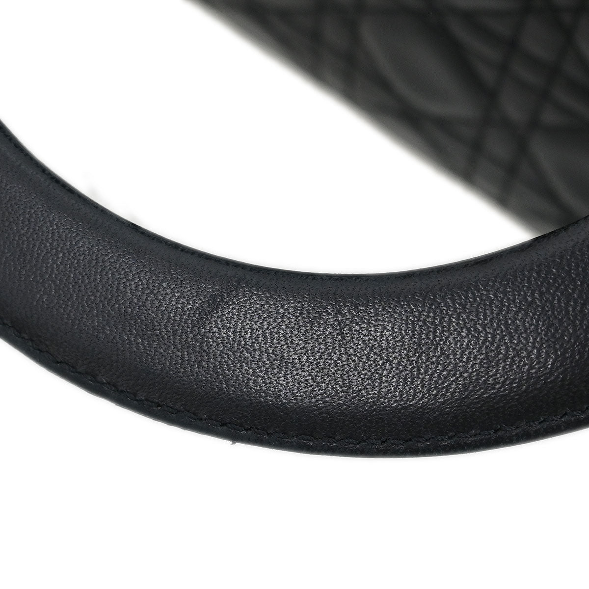 Christian Dior Black Lambskin Medium Lady Dior Cannage 2way Shoulder Handbag