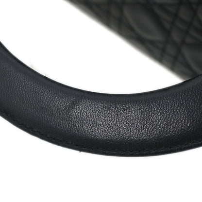 Christian Dior Black Lambskin Medium Lady Dior Cannage 2way Shoulder Handbag