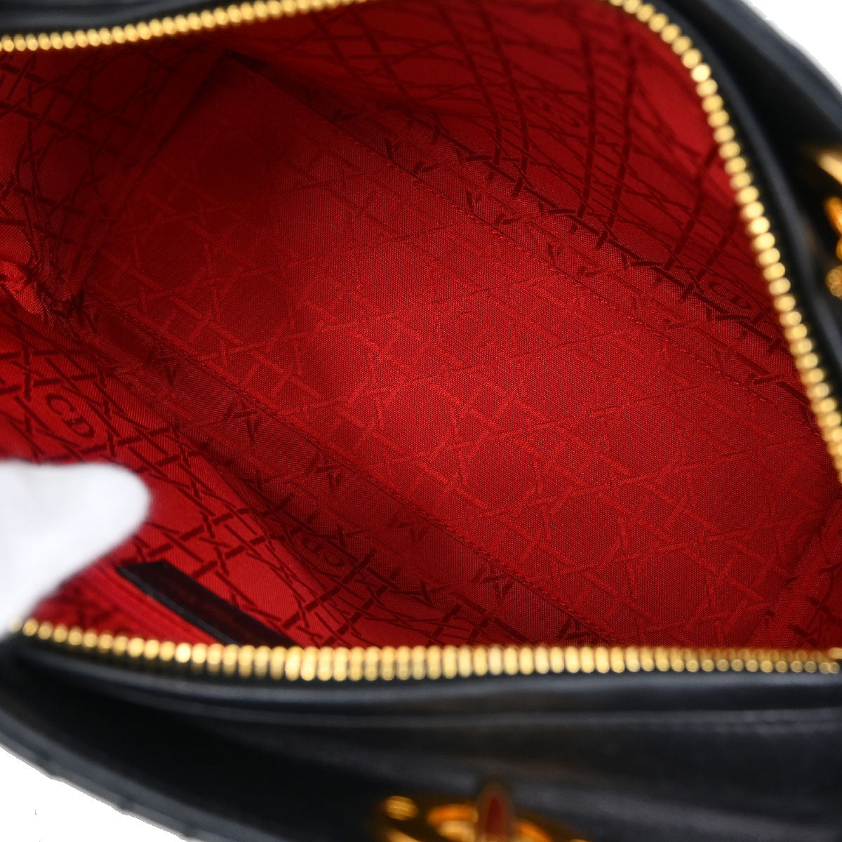 Christian Dior Black Lambskin Medium Lady Dior Cannage 2way Shoulder Handbag